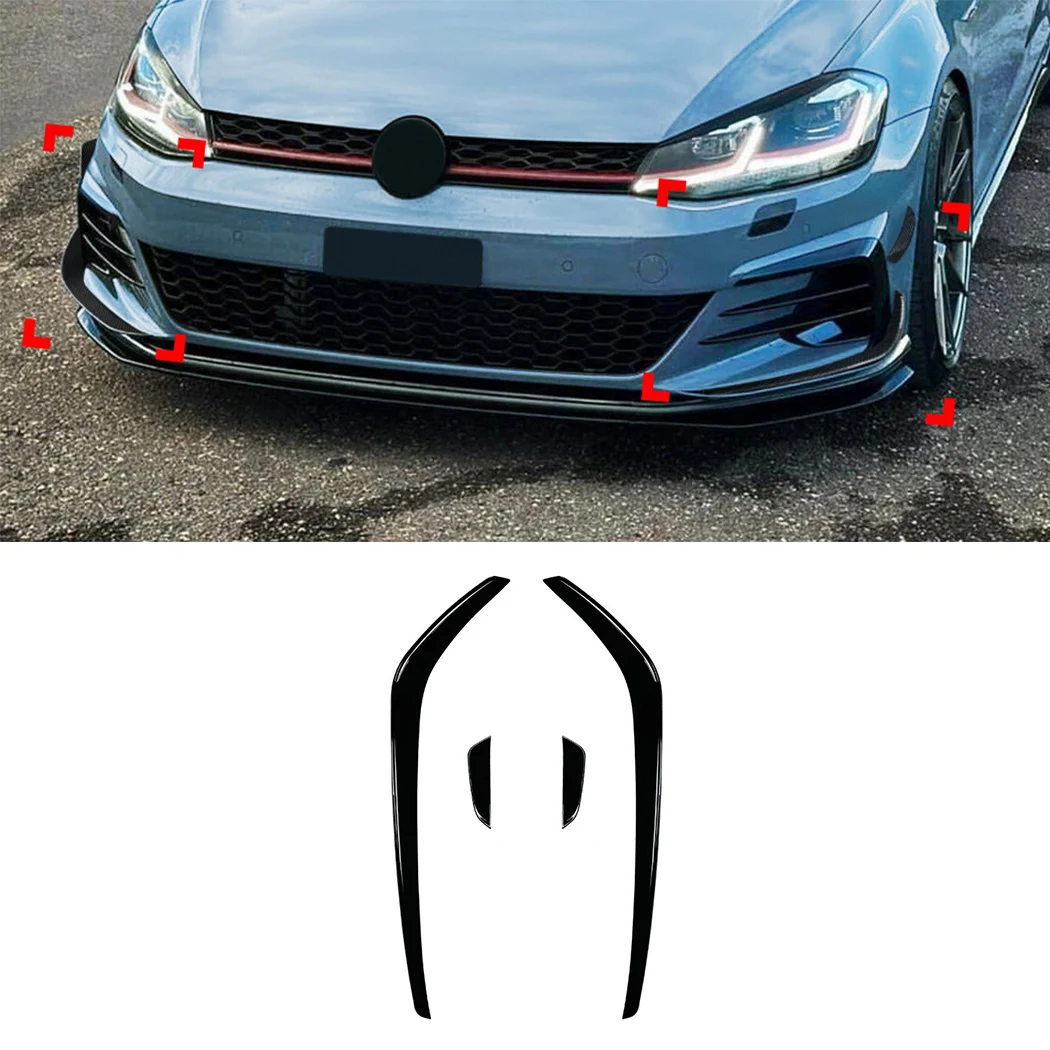 For Volkswagen Golf 7.5 GTI GTD 2017 2018 2019 Front Bumper Spoiler Fog Lamp Cover Air Knife Splitter Body Kit