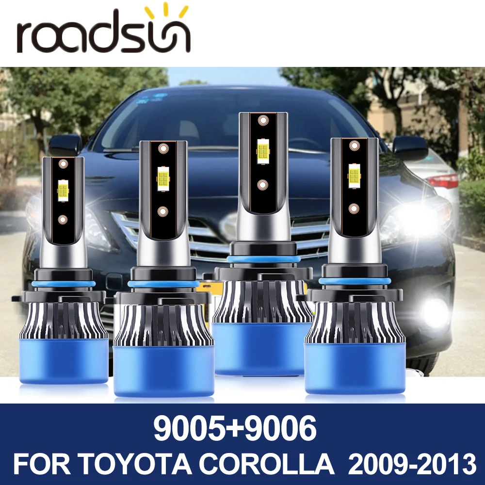 

roadsun 9005 Car LED Headlight 110W 20000Lm 3570 CSP Chip 6000K HB3 9006 HB4 High Low Beam Kit for Toyota Corolla 2009-2013