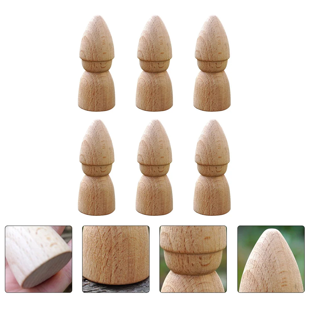 6 Pcs Baby Puppet White Embryo Child DIY Dolls Pegs Wood People Bodies Figures Wooden