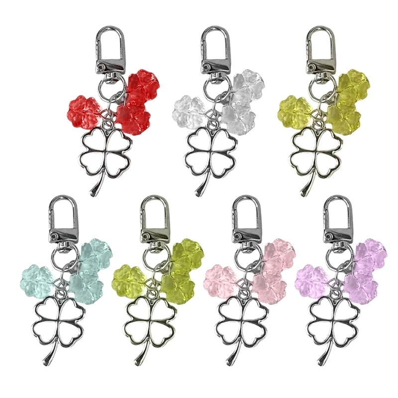 

Trendy Resin Alloy Bead Phone Chain Four Leaf Clovers Keychain Charm Cellphone Lanyard for Fashionable Individuals Dropship