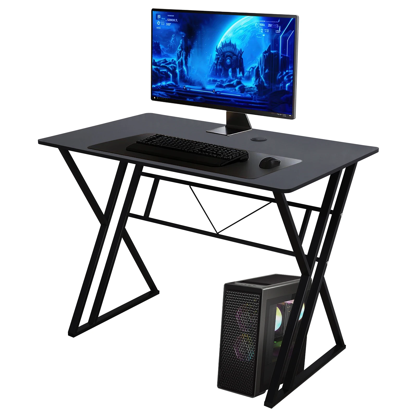 

Computer Desk Writing Study Office Gaming Table Modern Simple Style Compact With Cable Holes Sturdy PC Office Home Easy Assembly