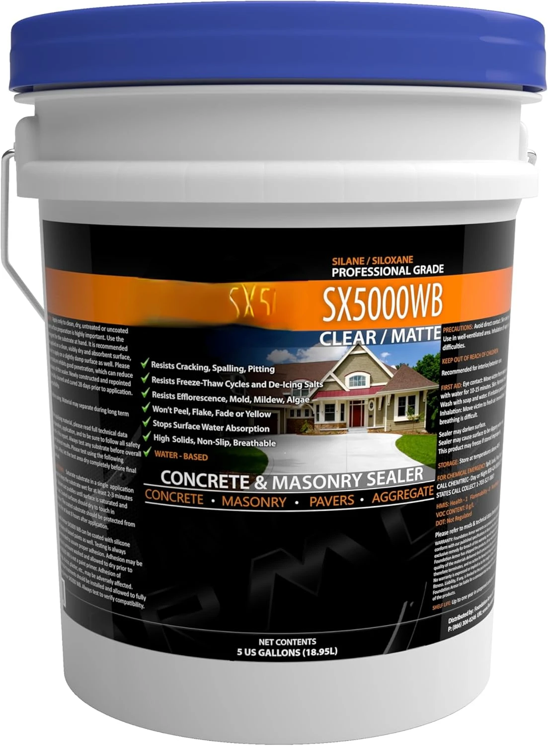 SX5000 WB DOT-Approved Deep Penetrating Water-Based Silane Siloxane 5 Gallon Concrete Sealer