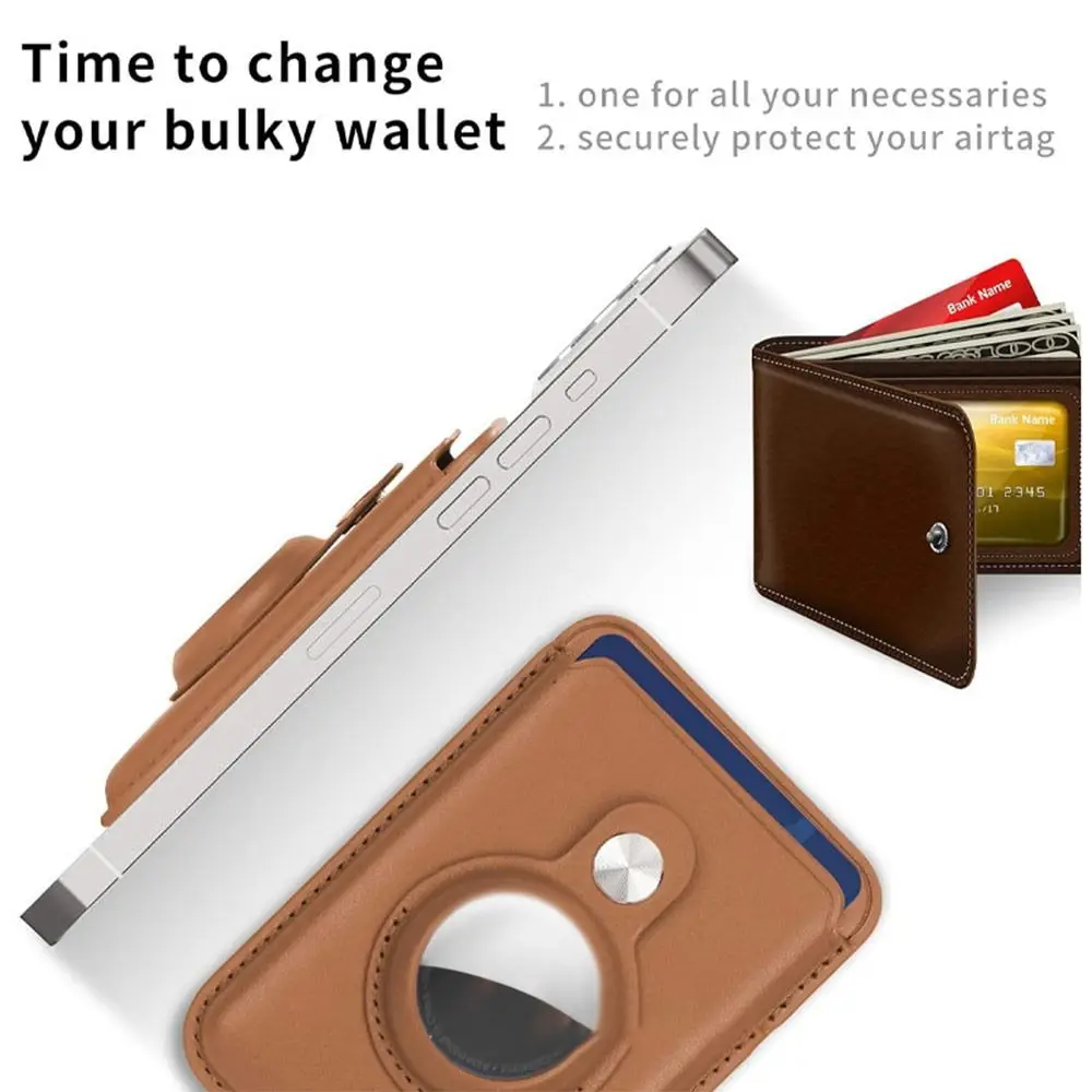 Universal RFID Blocking Magnetische Karte Halter PU Leder Sicherheit Brieftasche Stehen Anti-diebstahl Telefon Karte Tasche für Airtag halter – Detail 5