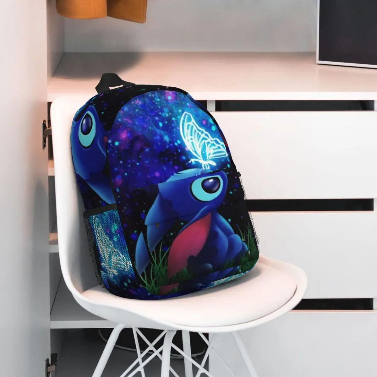 Mochila escolar casual leve impressa Disney Stitch para escola, ao ar livre, compras, escritório 15 polegadas