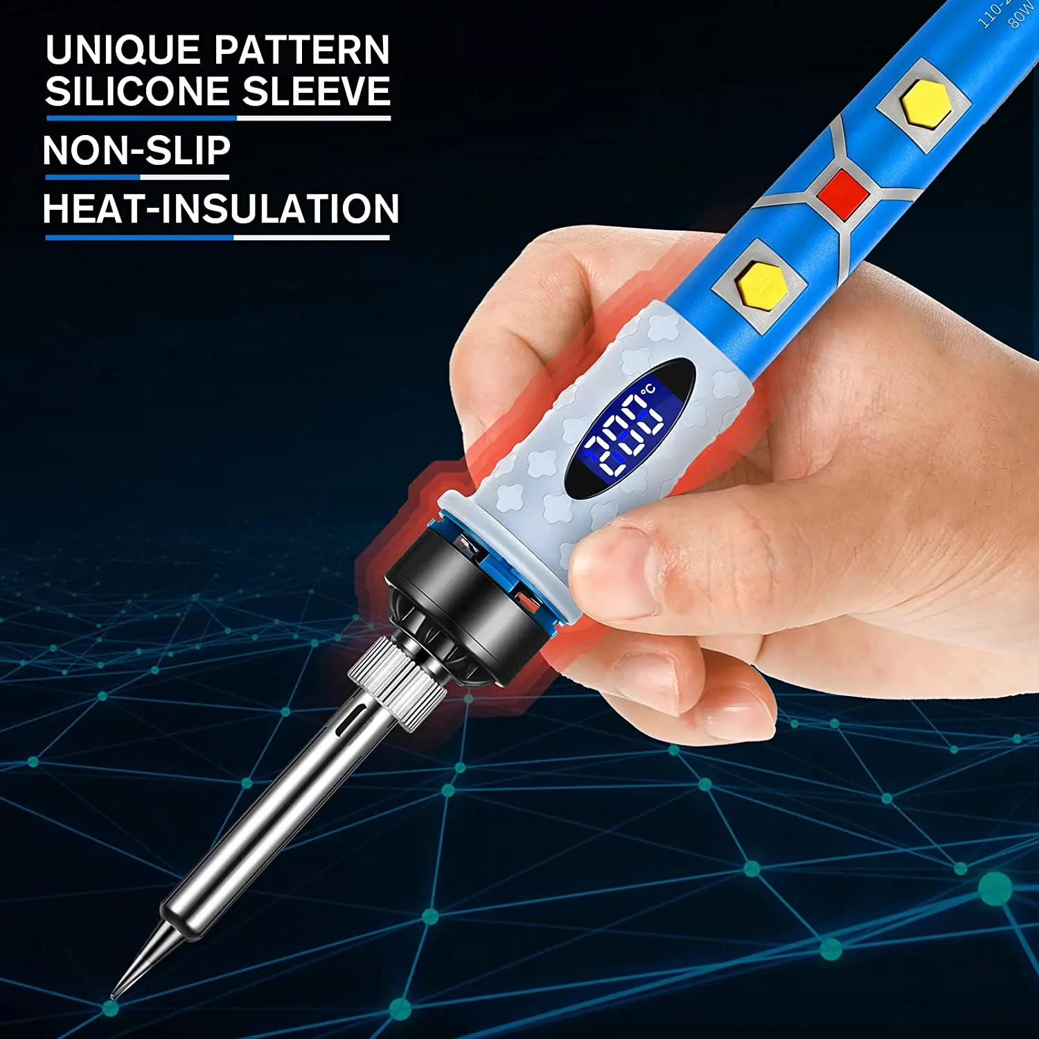 Soldering Iron Electric Welder Tool Kit Dremel 80W Digital LCD Adjustable Temperature Welding Tool With Tip for Soldering Iron