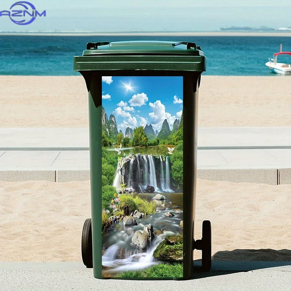 2D 1PC1pc of Decorative PVC Stickers Featuring a Picturesque View of Mountains, Rivers, And Waterfalls Beneath a Blue Sky with