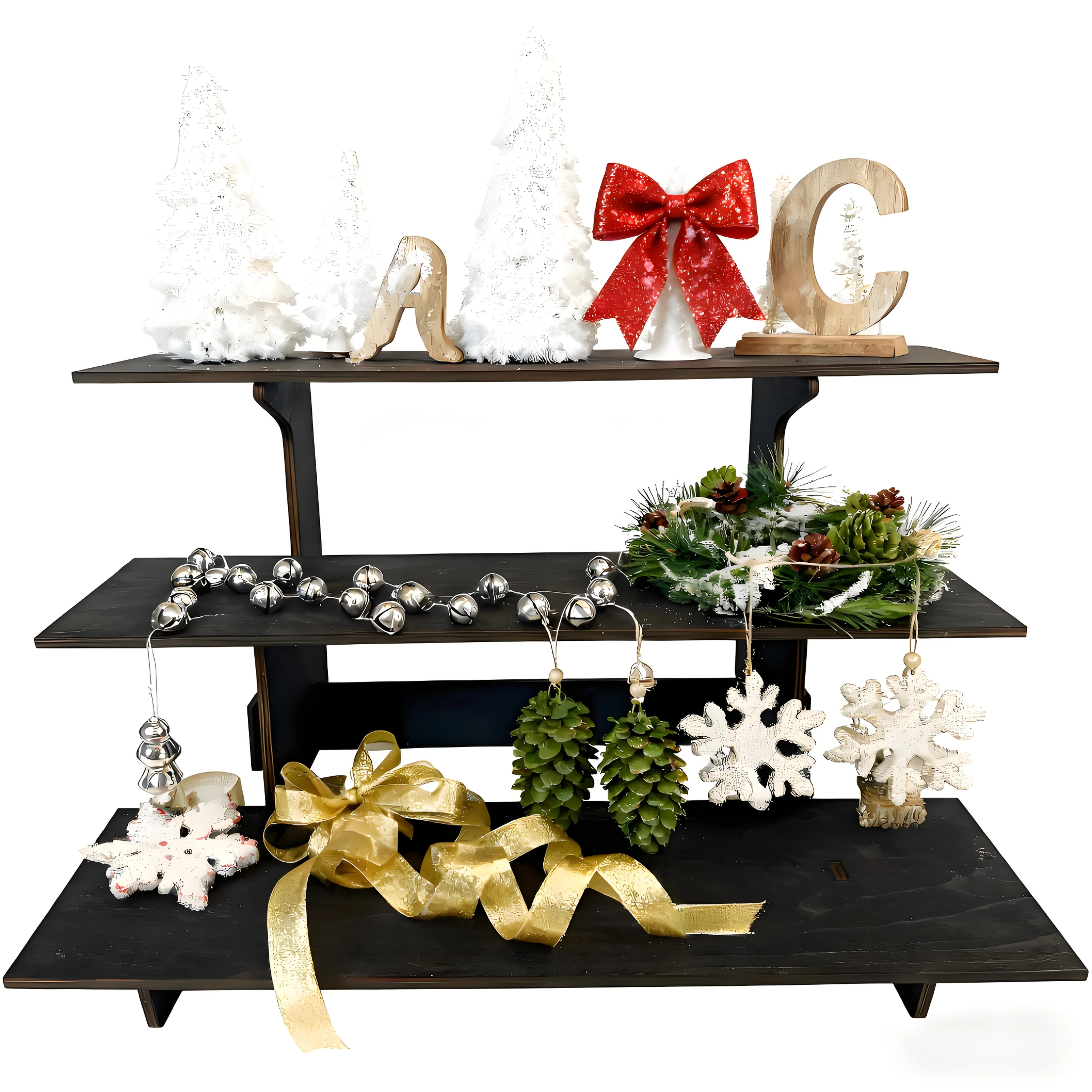 Upgraded Portable 3-Tier Wooden Display Rack, Portable Retail Desktop Display Stand, Freestanding Rack, Suitable for Handicrafts
