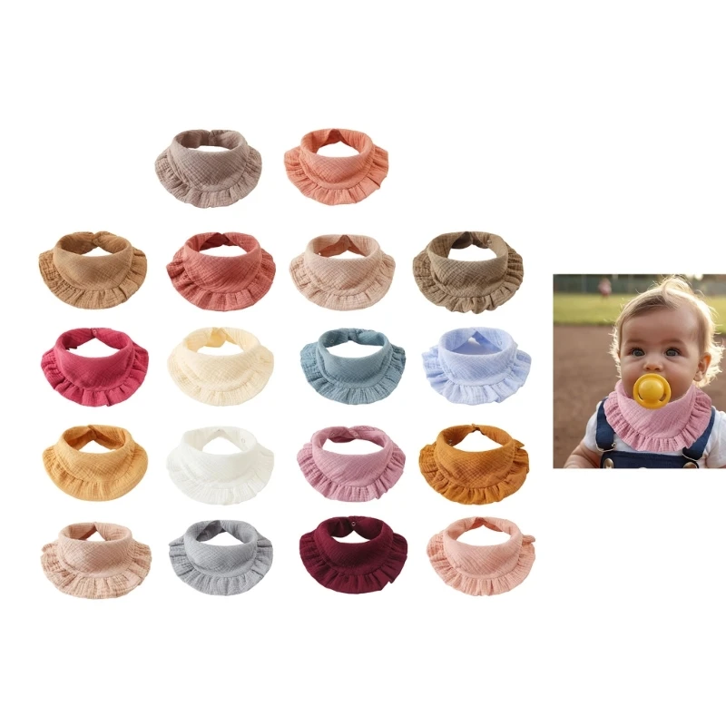 

Baby Cotton Bib Ruffle Edge Solid Feeding Towel Water Absorbent Saliva Towel Newborns Burp Cloth Unisex for Boy Girls