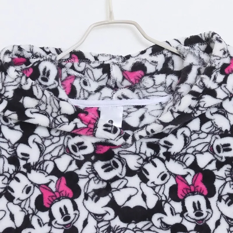 Anime mickey minnie kawaii quente dos desenhos animados com capuz pijamas vestido feminino macio outono inverno solto camisola de grandes dimensões presentes homewear