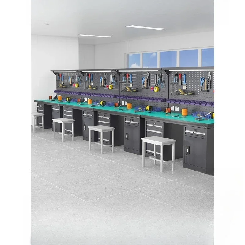 Heavy duty workbench fitter bench workshop console, stainless steel test bench tool table