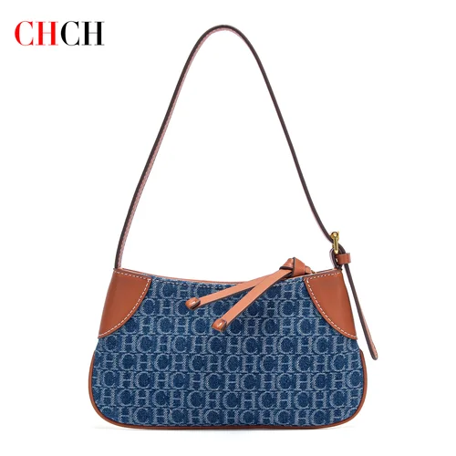 CHCH Bolso de mano para mujer 2025, bolso para teléfono con diseño de empalme de vaquero de verano, bolso sencillo para ir al trabajo, cartera