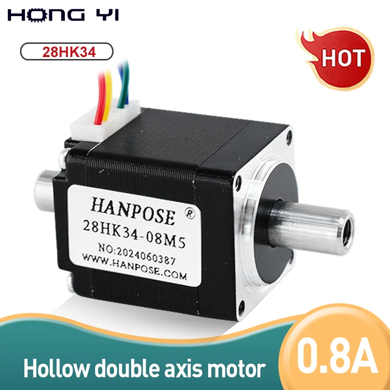 28HK34 hollow dual axis stepper motor NEMA11 3.6v 0.8A two-phase hybrid small motor with high torque