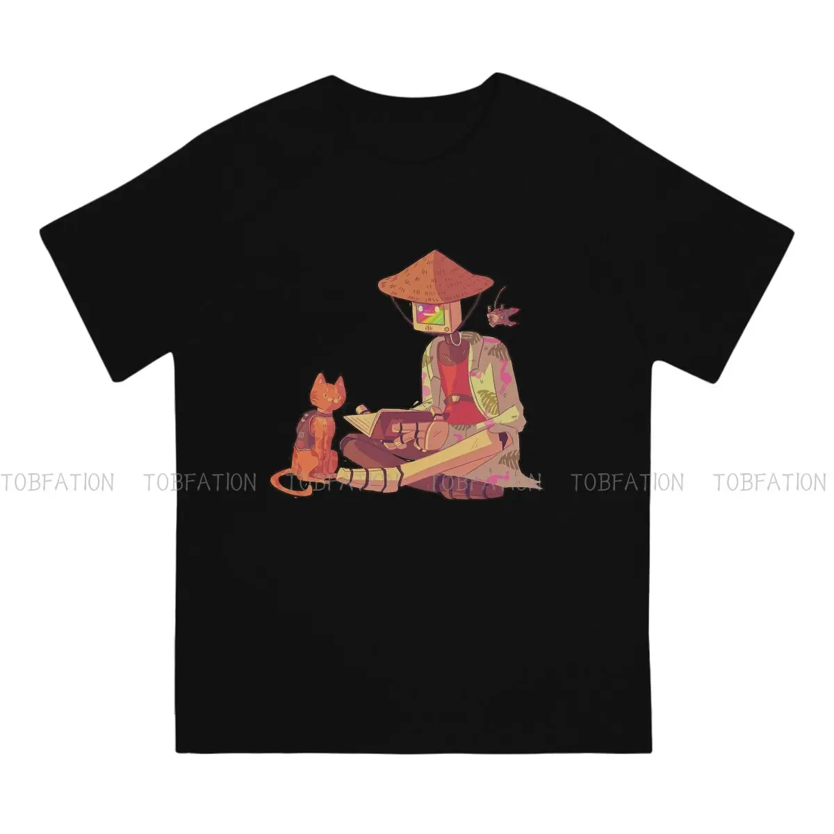 Stray Steam Game Cute Cat B-12 Robot 100% Cotton TShirts   Print Homme T Shirt Hipster Tops 6XL