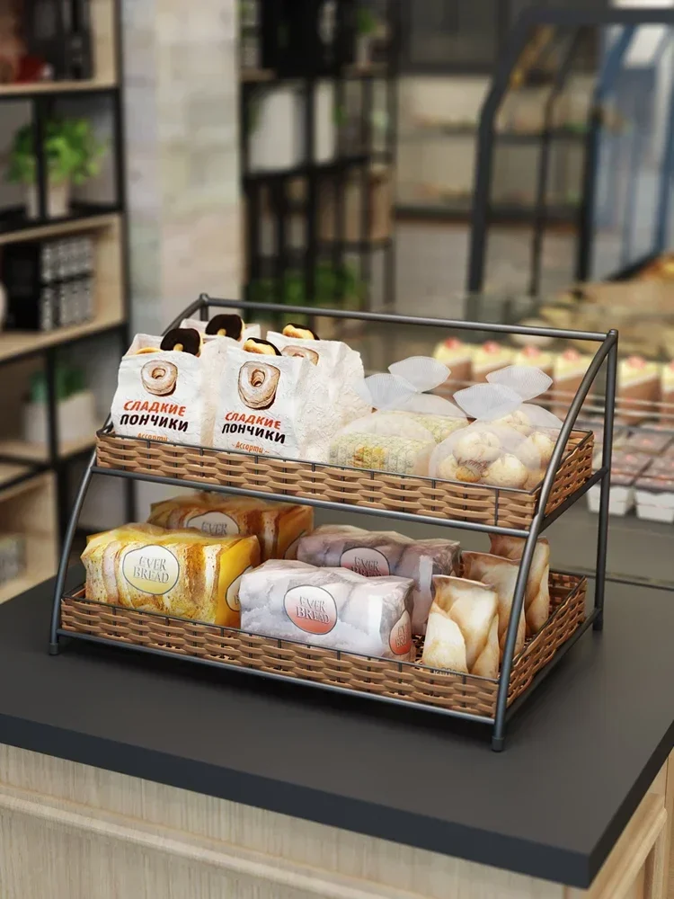 Creative desktop multi-layer food storage rack display rack shelf Internet cafe wrought iron snacks home racks