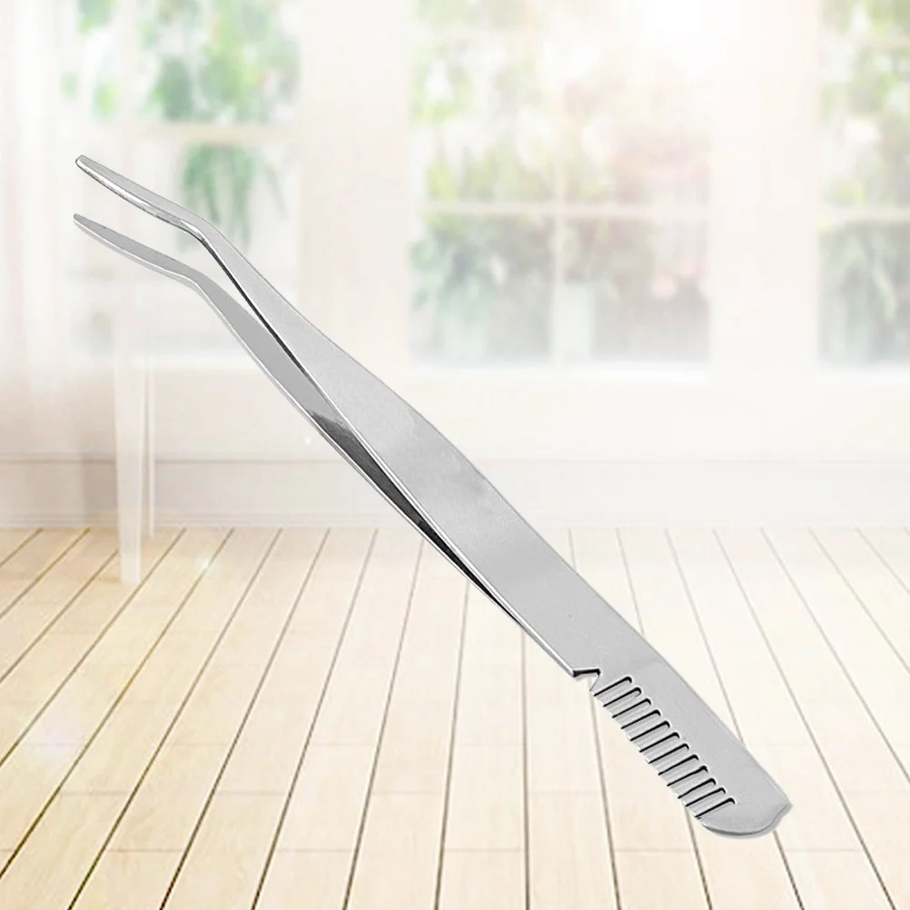 ملقط حواجب صغير الحجم محمول من الفولاذ المقاوم للصدأ متين مضاد للانزلاق، مشط حواجب، مشبك تمديد للرموش، مكياج #2