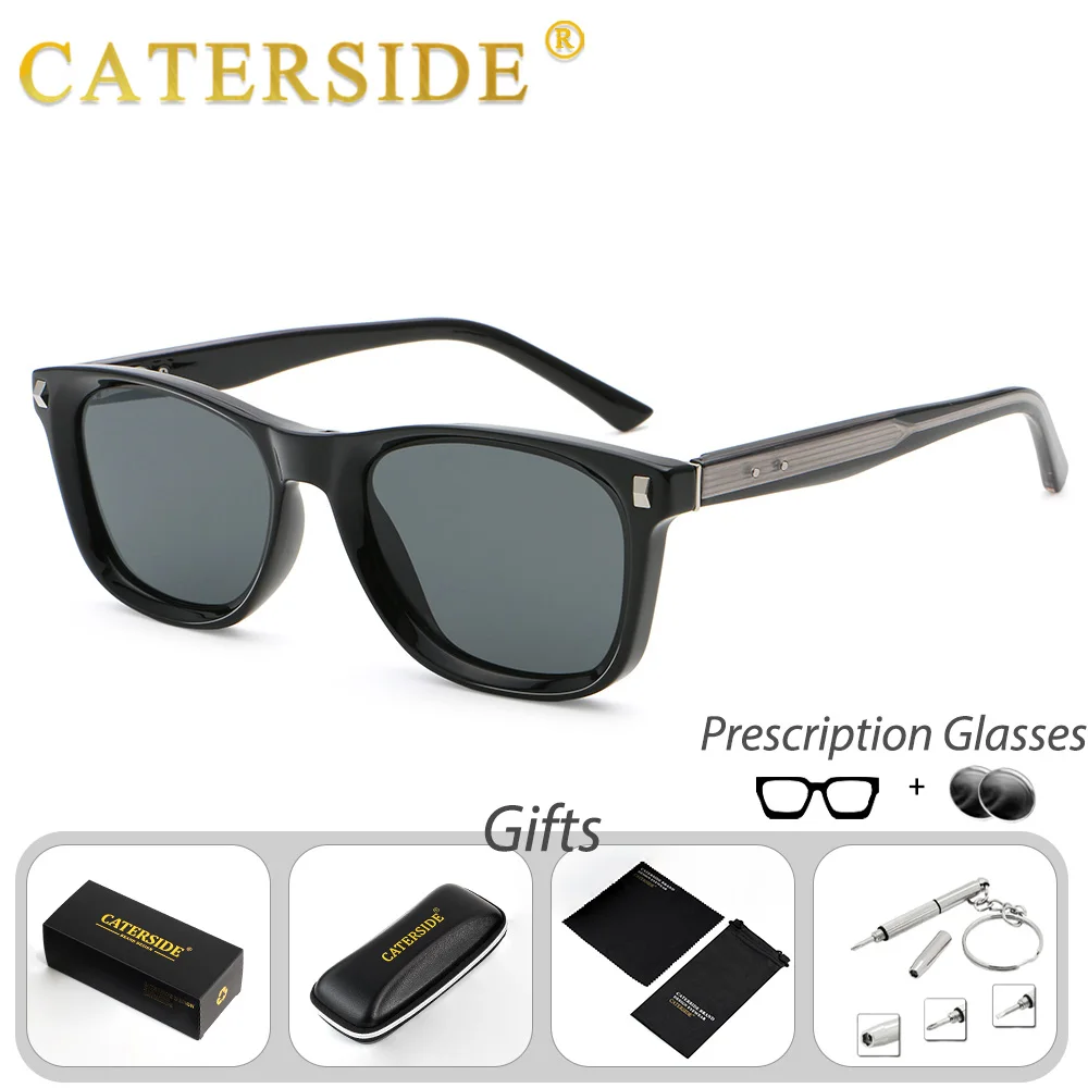 CATERSIDE Herren-Korrektionsbrillen, individuell angepasste quadratische Gläser, optische Sonnenbrillen für Damen, Outdoor-Brillen für Kurzsichtigkeit und Weitsichtigkeit – Detail 3