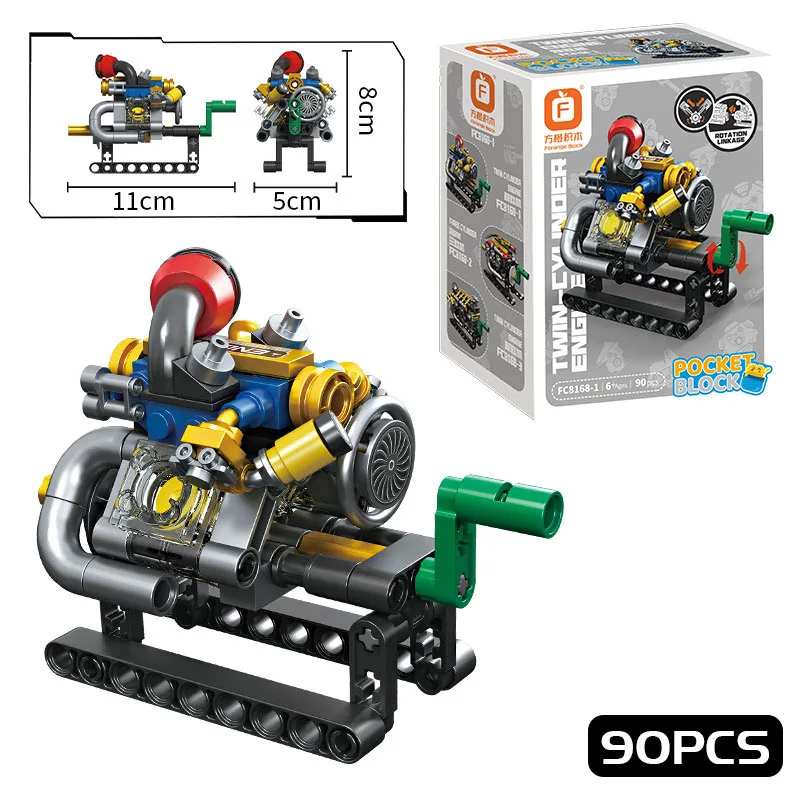 New Engine 2/3/4/6/8 Cylinder Turbo Engine Building Blocks Set Creative Automotive Parts Bricks Toy for Children Christmas Gift