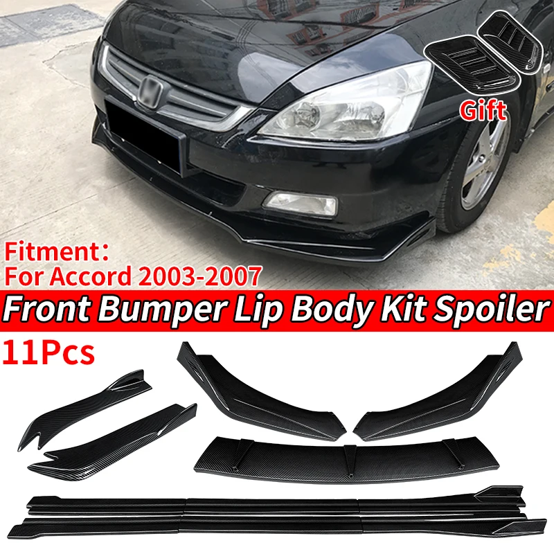 

Car Front Bumper Splitters Lip Body Kit Spoiler Side Skirts Extensions Rear Wrap Angle Carbon Fiber Look For Accord 2003-2007