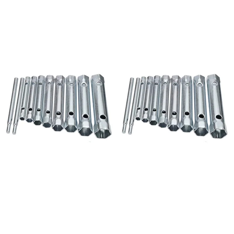A53Q-20Pcs 6-22mm conjunto de chave de caixa tubular métrica barra de tubo vela de ignição chave de aço dupla extremidade para reparo de encanamento automotivo
