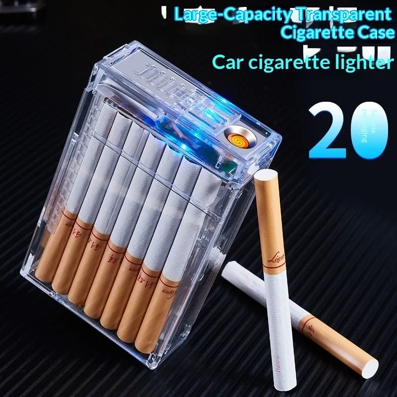 WKSL-300， Rechargeable lighter, all-in-one, 20 pack, plastic, transparent, pressure resistant, fully sealed, cigarette case