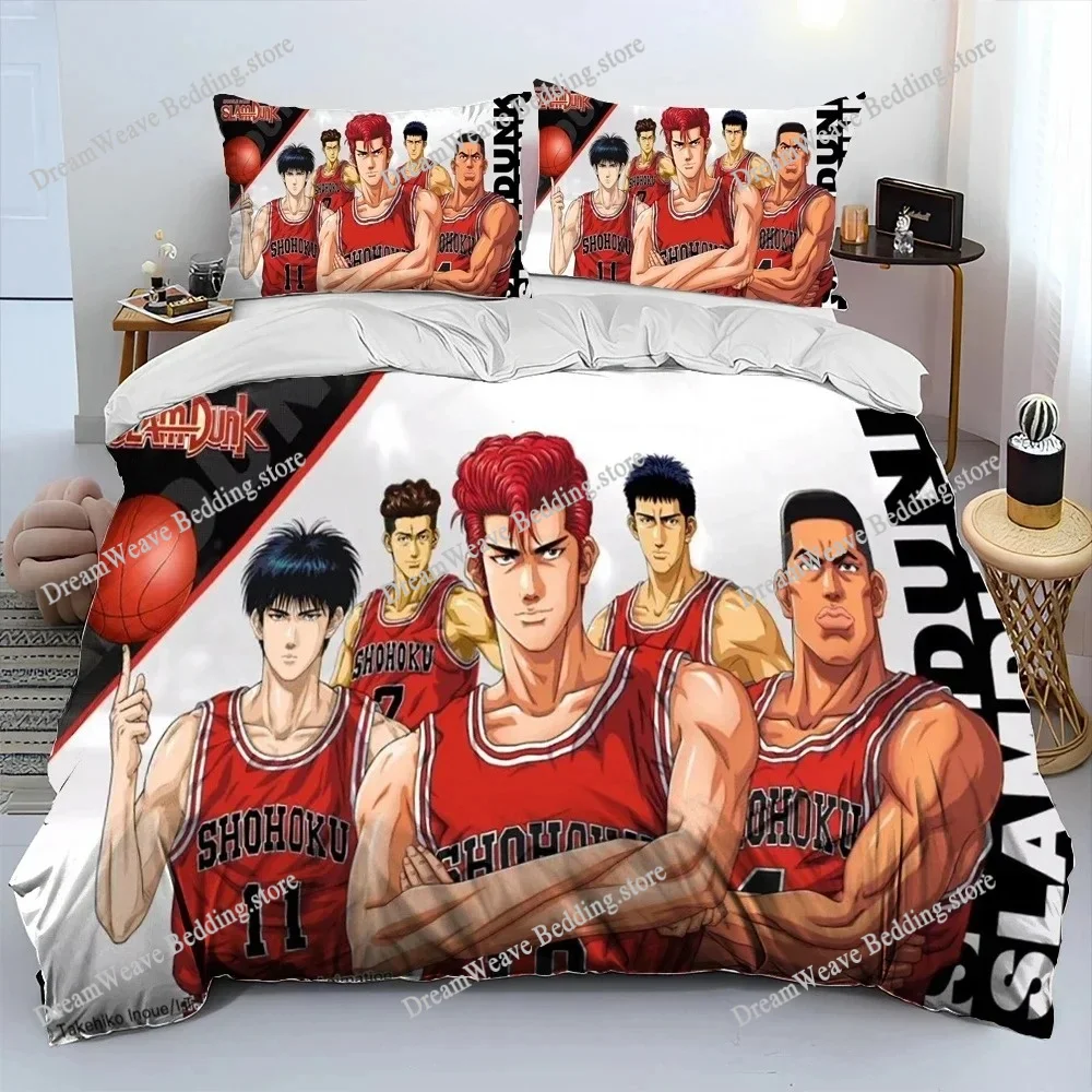 

3D Print Anime Slam Dunk Bedding Set Duvet Cover Bed Set Quilt Cover Pillowcase Comforter King Queen Size Boys Adult Bedding Set