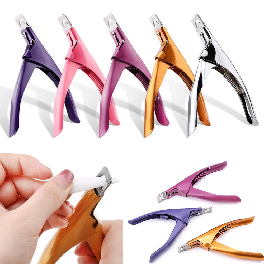 Professional Nail Art Clipper Special type U word False Tips Edge Cutters Pink/Gold/ Manicure Stainless Steel Nail Art Tools