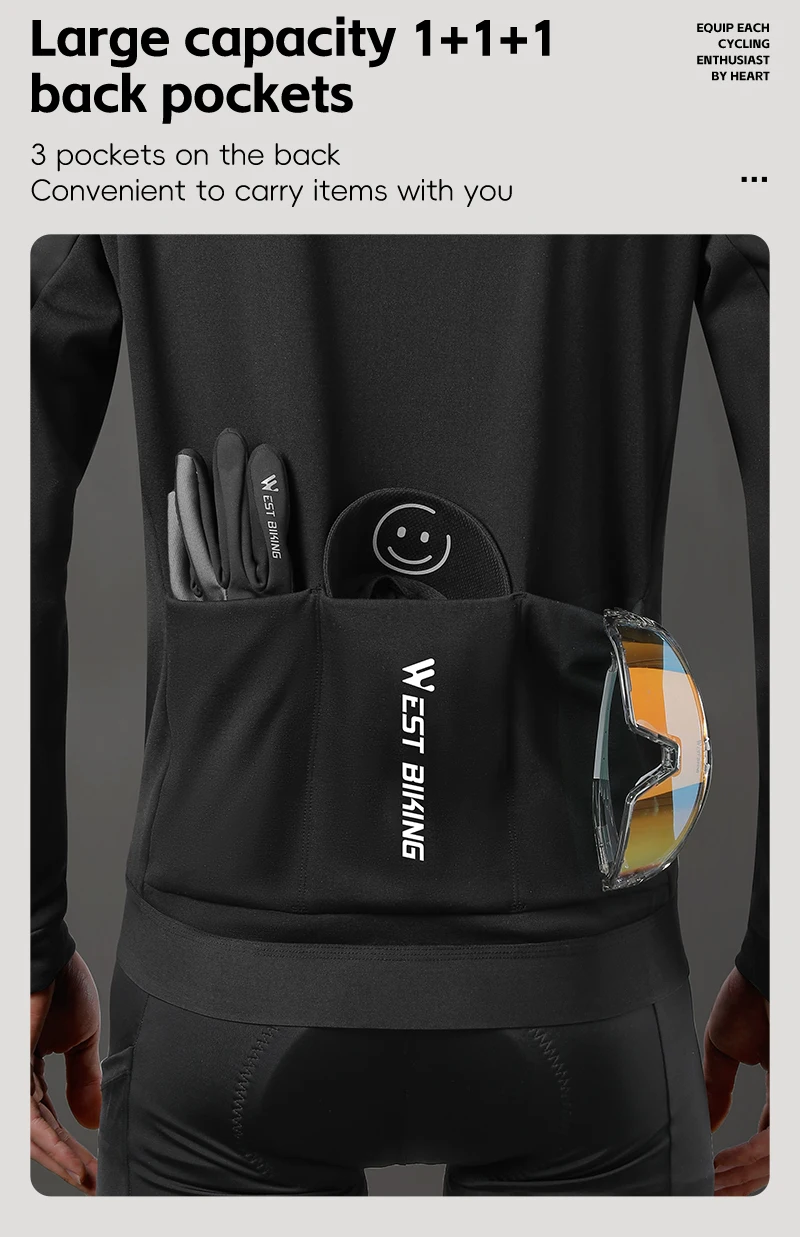 WEST RADFAHREN Männer Halten Warme Radfahren Jacke Winter Herbst Winddicht Thermische Fleece Fahrrad Mantel Wärme Lagerung Windjacke Fahrrad Jacke – Detail 15