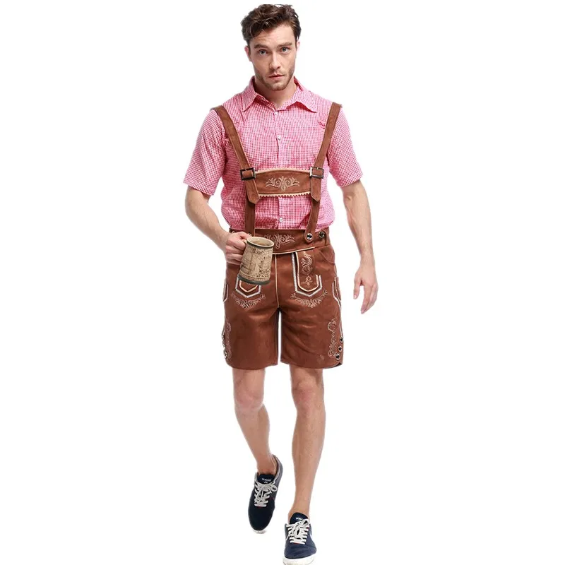 Halloween Deutschland Herren Oktoberfest Bierkostüm Bayerisches Traditionelles Festival Deluxe Cosplay Karneval Party Lederhosen Shorts – Detail 9