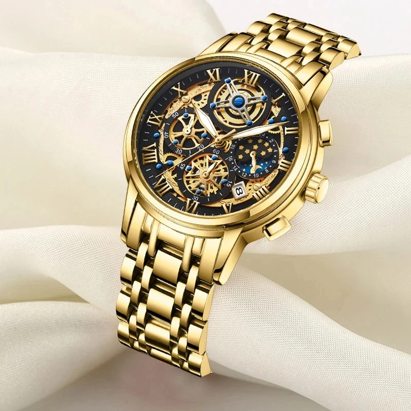 LIGE Top Brand  Fashion  Women Watch Luxury Fashion Stainless  Steel Ladies Waterproof Quartz Wristwatch  Golden Female Clock