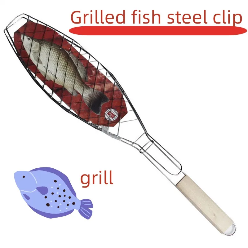 Outdoor Roasting Fish Grilling Basket Vegetable with Folding Handle DIY Flexible Nonstick Barbecue Tool Portable Burger Mesh BBQ