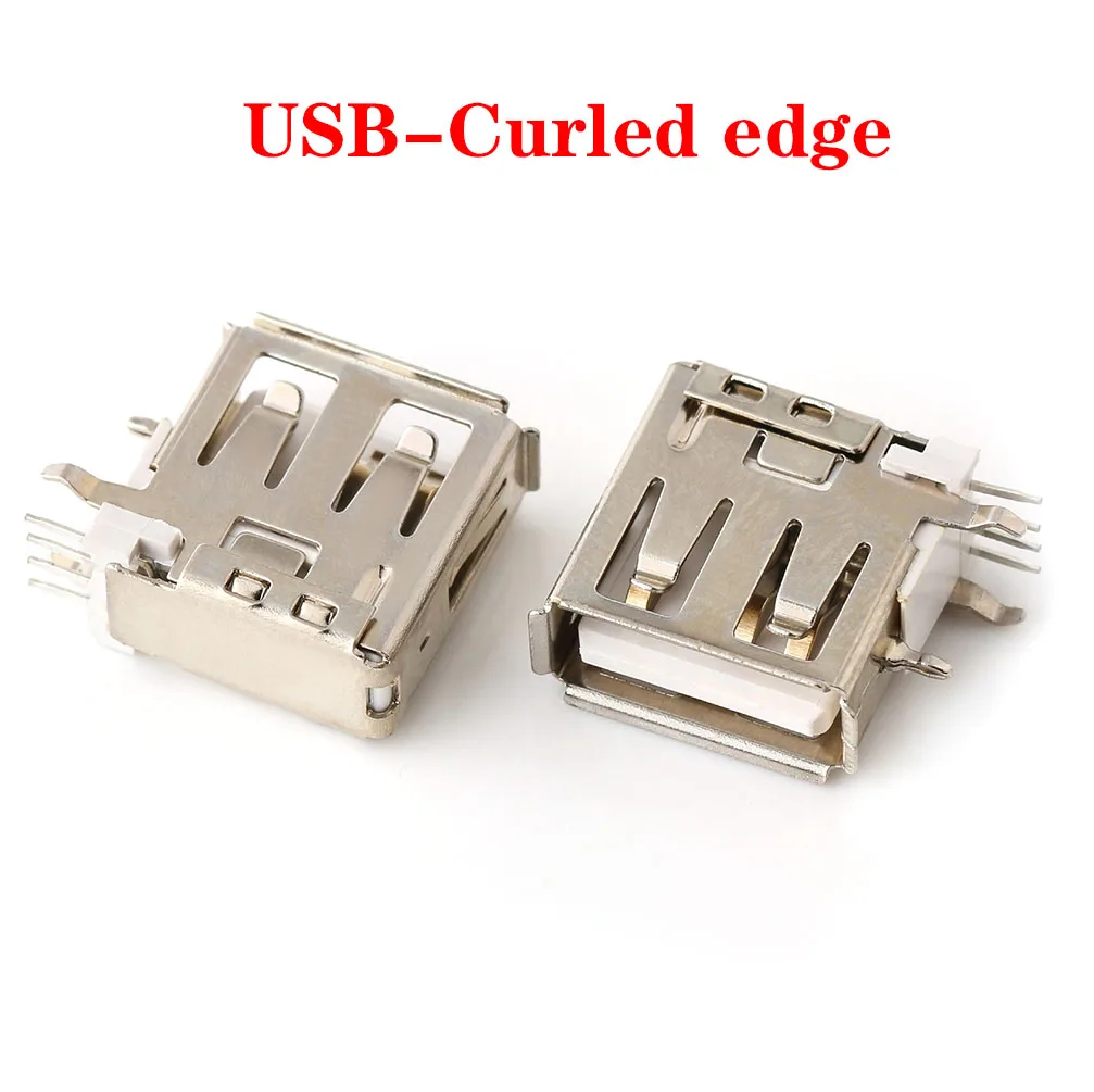 1-5pcs USB 2.0 A Female  Mount Socket Connector USB Vertical Side Inser Female Jack Connector Long/Short Type 90 Degree