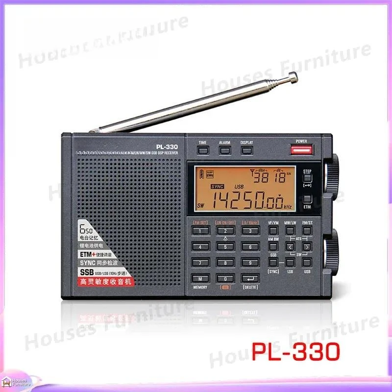 For PL-330 Portable Radio FM LW MW SW SSB Full Band Receiver DSP Digital Tuning Stereo Headphone Jack Travel Camping