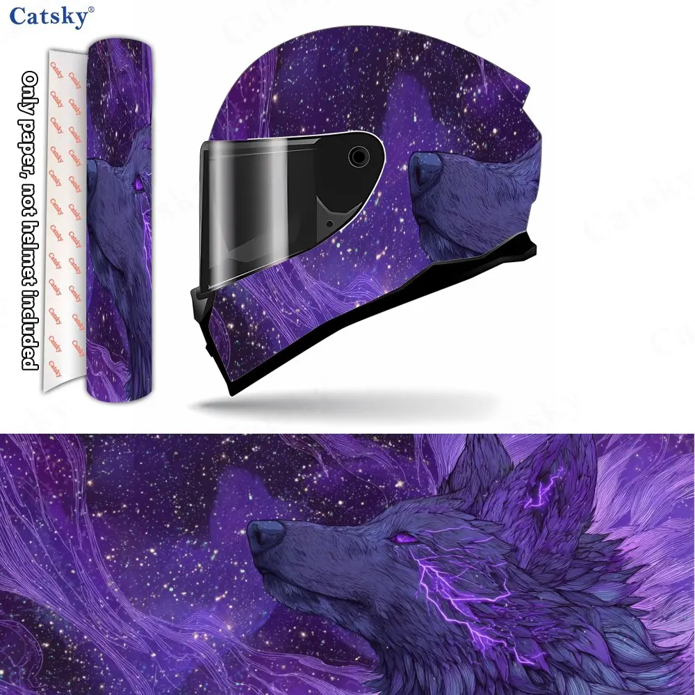 

Cosmic Wolf Nebula Helmet Vinyl Wraps, Waterproof Scratch-Resistant Full Face Helmet Decals, Durable PVC Artistic Design, Instan