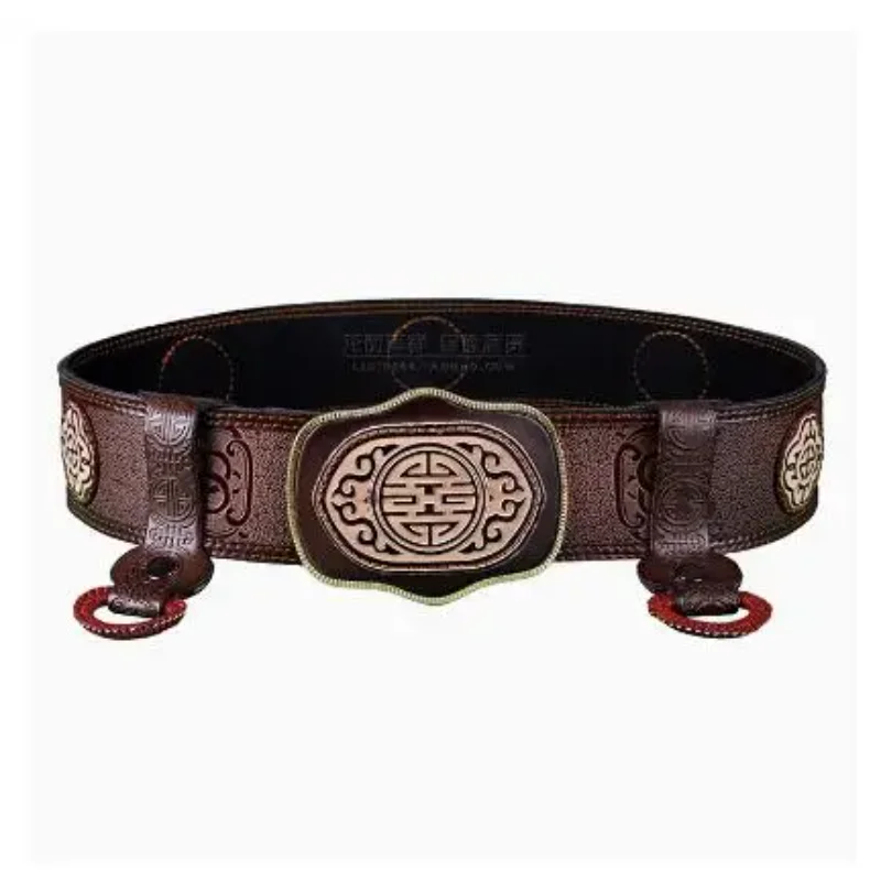 Mongolian Belt, Men's Cowhide Retro Mongolian Robe Waistband