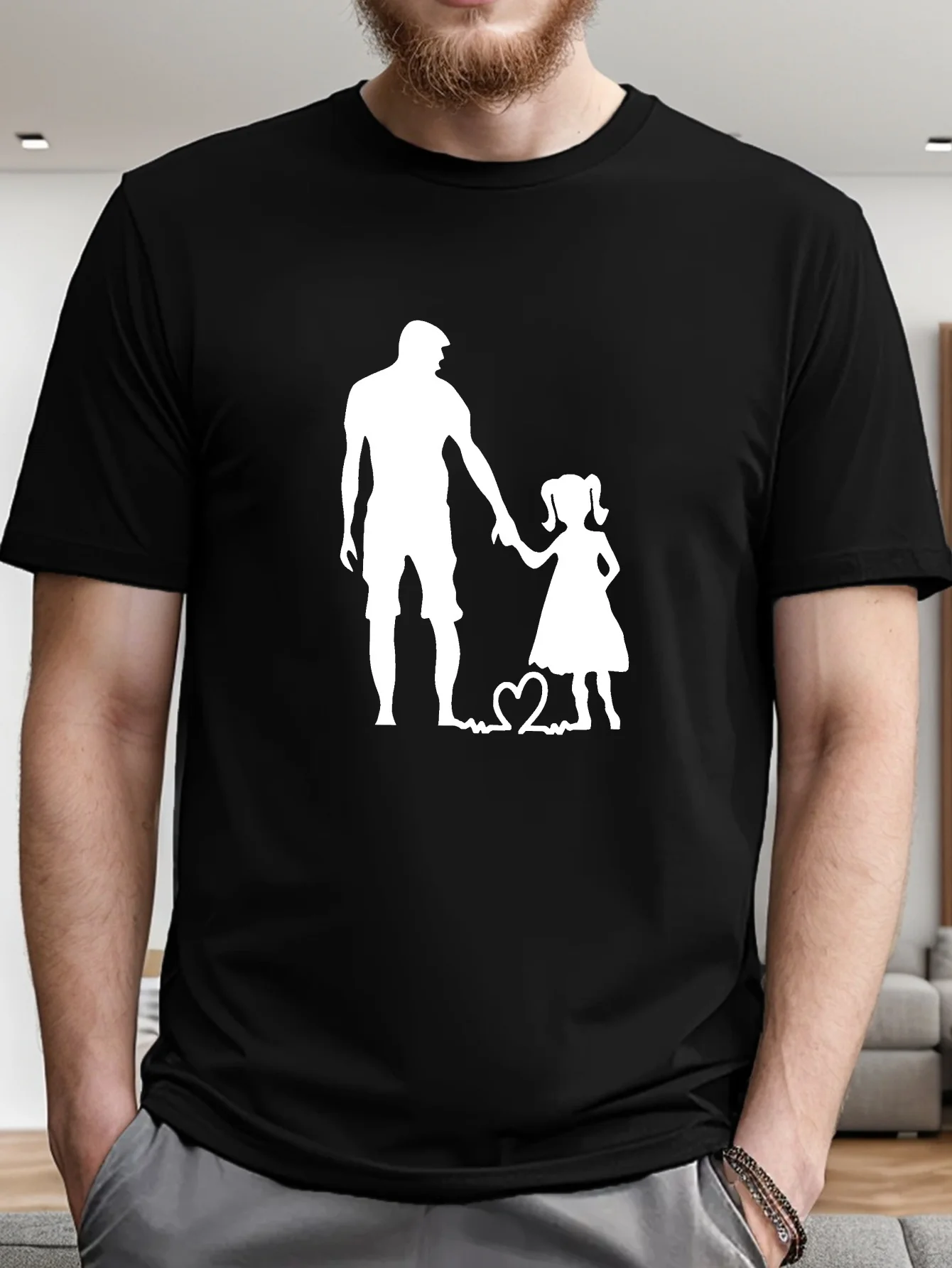 

2026 [Мужская летняя футболка] Летняя футболка с коротким рукавом — мужской топ для папы и дочки, уличная одежда унисекс, пуловеры с графическим рисунком