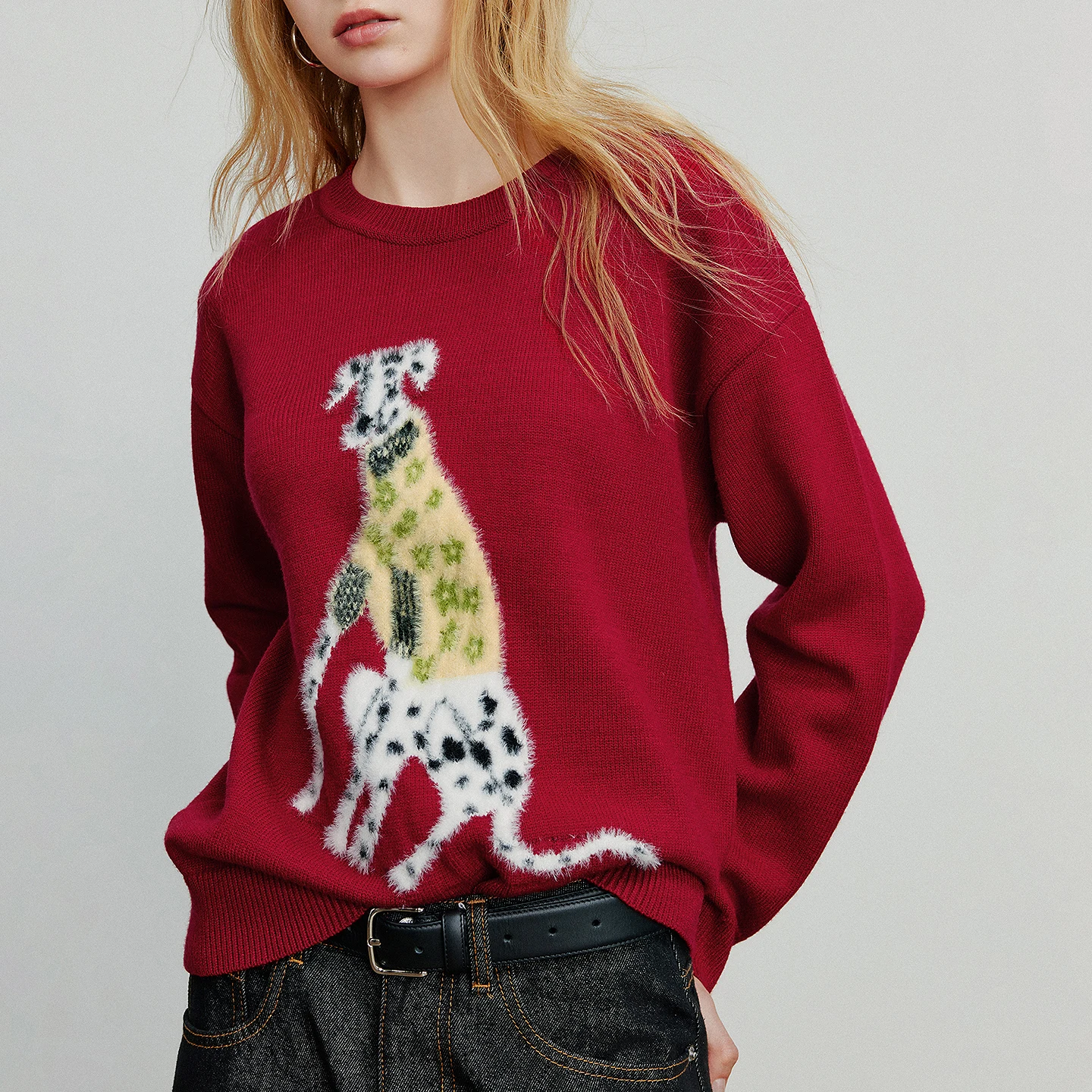 TOYOUTH سترة نسائية محبوكة لخريف 2025 أرنب مخملي جديد على شكل كلب قطع علوية سفلية