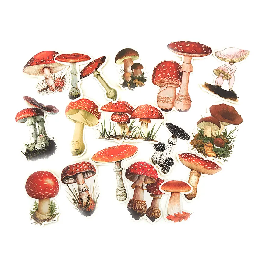 17PCS Wild mushroom Stickers Crafts And Scrapbooking stickers book Student label Decorative sticker DIY Stationery