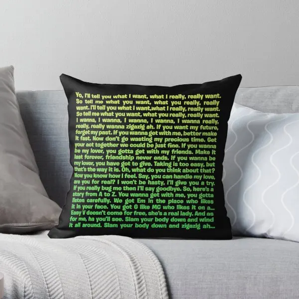 

Wannabe Spice Girls Lyrics V 3 Printing Throw Pillow Cover Wedding Waist Bed Comfort Cushion Pillows not include One Side