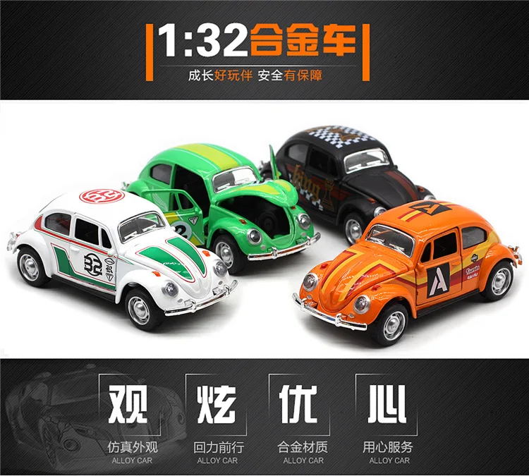 1:32 Käfer Legierung Auto Modell Beschichtung Racing Oldtimer Modell Metall Oldtimer Spielzeugauto mit Startfunktion Kindergeschenk