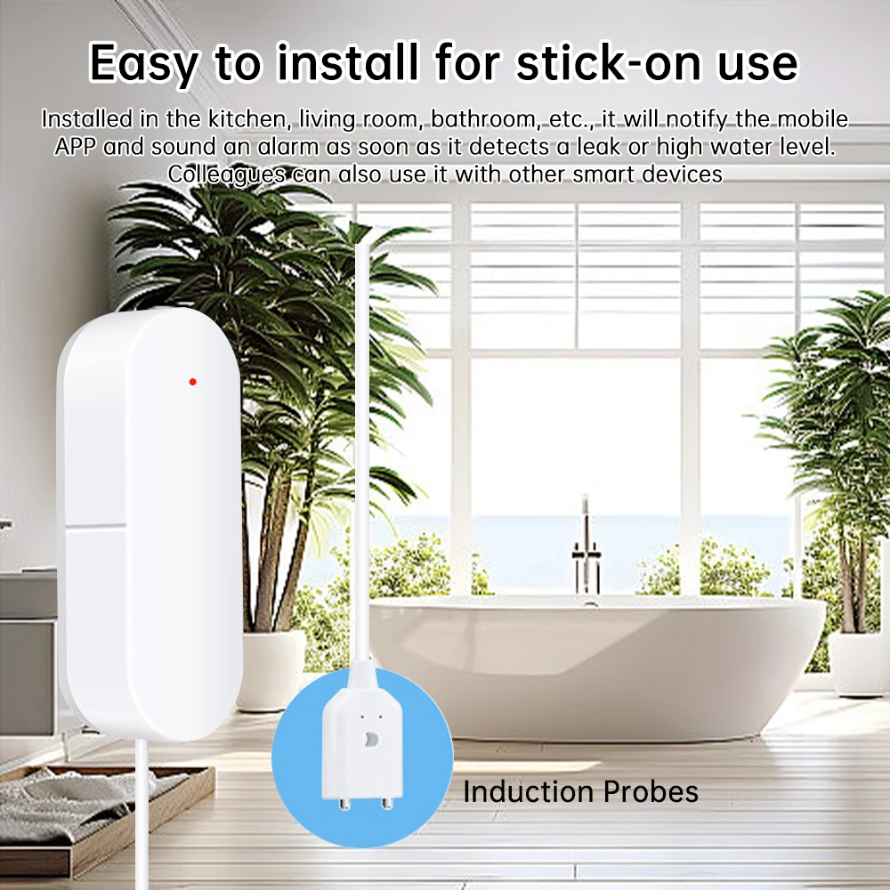 Zigbee-Sensor inteligente de nivel de agua, Detector de alarma de fugas de agua, alerta de inundación, desbordamiento, protección de seguridad, Smart Life eWeLink