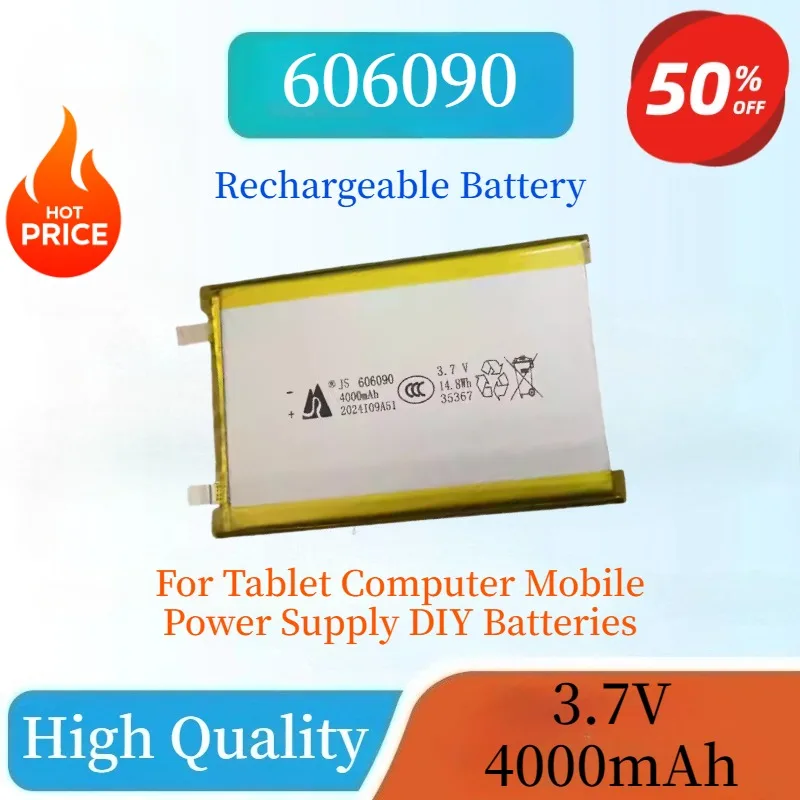 

High Capacity 606090 3.7V 4000mAh Polymer Lithium Battery For Tablet Computer, Mobile Power Supply DIY Batteries