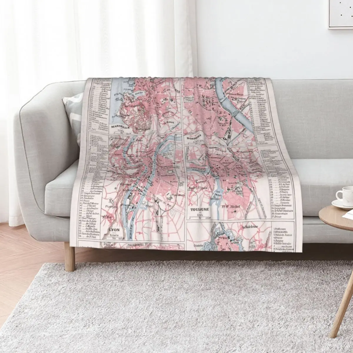 Vintage French Cities Map Chart (1900) Throw Blanket wednesday Large Sofa Quilt Plaid on the sofa Sofa Throw for Blankets