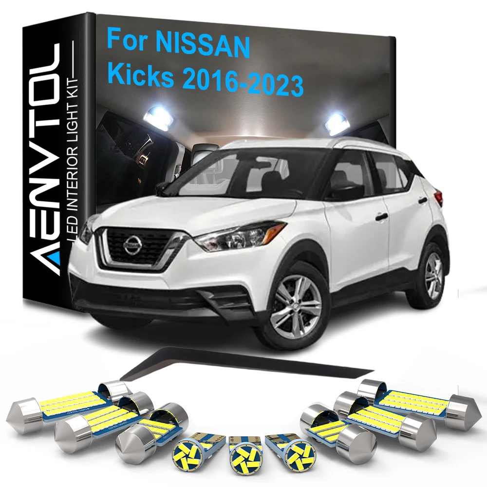 

8pcs LED Interior Lights Canbus For Nissan Kicks 2016 2017 2018 2019 2020 2021 2022 2023 Dome Reading Trunk License plate Lamps