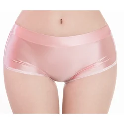 Women Shiny Safety Underpants Shorts Stretchy Yoga Shorts Seamless Underwear Smooth Ultra Thin Elastic Shorts