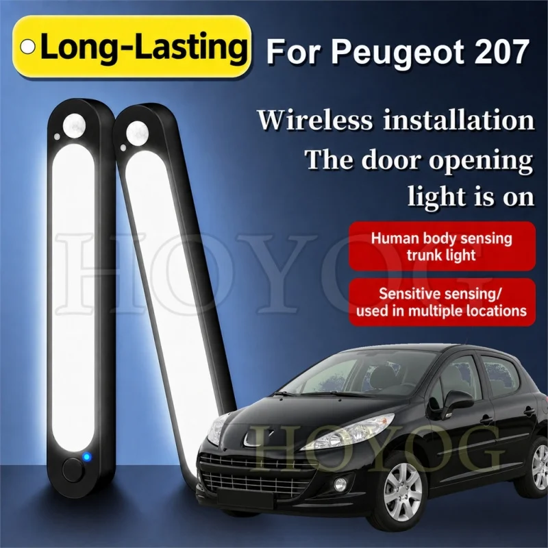 For Peugeot 207 2006-2014 Car Trunk Light LED Lamp Motion Sensor Type C Charging Camping Boot Cargo Light Sedan Interior Cabin