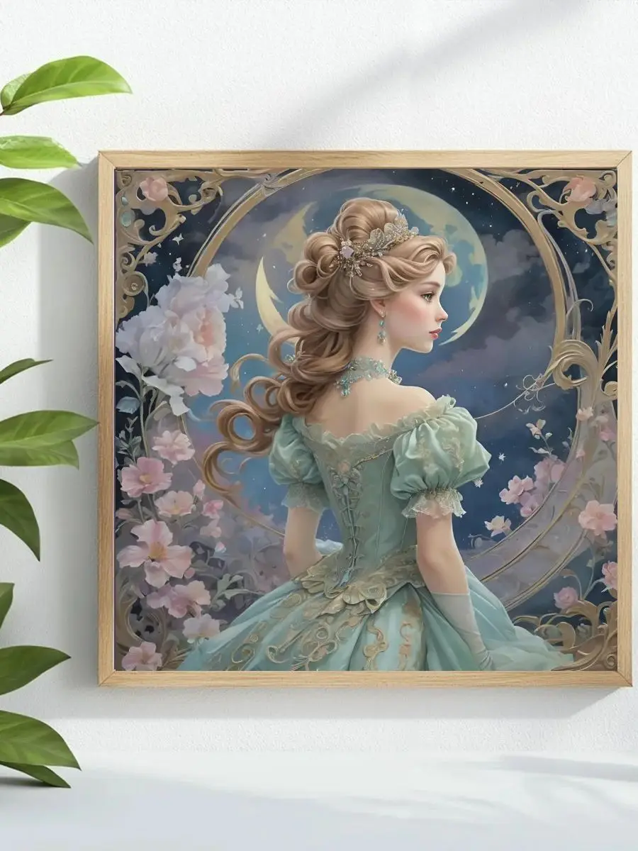 Edle Schönheit 40X40CM/15,74 Zoll Kreuzstich-Set DIY 11CT/14CT Stickerei und Kreativität Wandbild zum Aufhängen – Detail 1