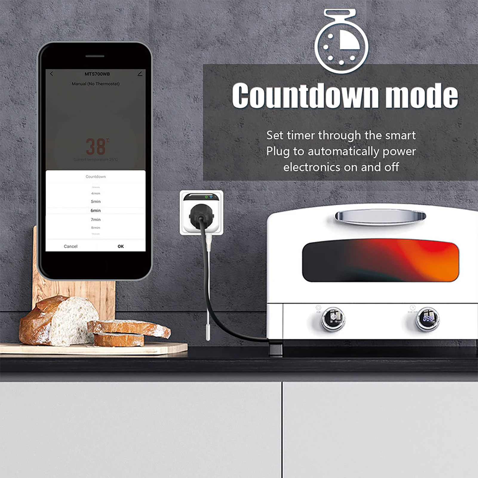 Smart Thermostat Socket 10A Programmable Timed Mini Wifi Temperature Control Socket APP Control Voice Control for Tuya