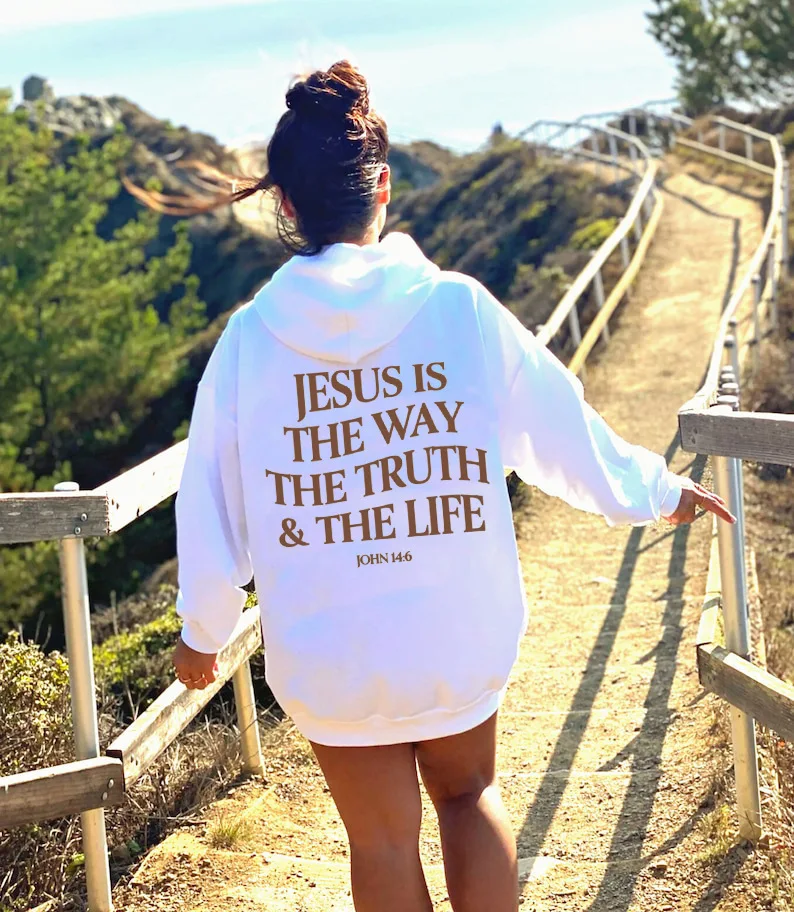 JESUS IS THE WAY THE TRUTH Winter new hooded sweatshirt for women Korean loose ins long sleeve plus velvet thick top