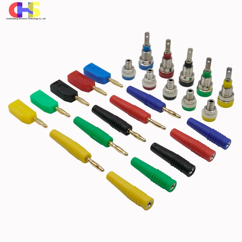 5pcs 2mm Banana Jack Plug Socket Stacked Male Female Insulated Terminal Block For Experimental Panel Testing Line Welded
