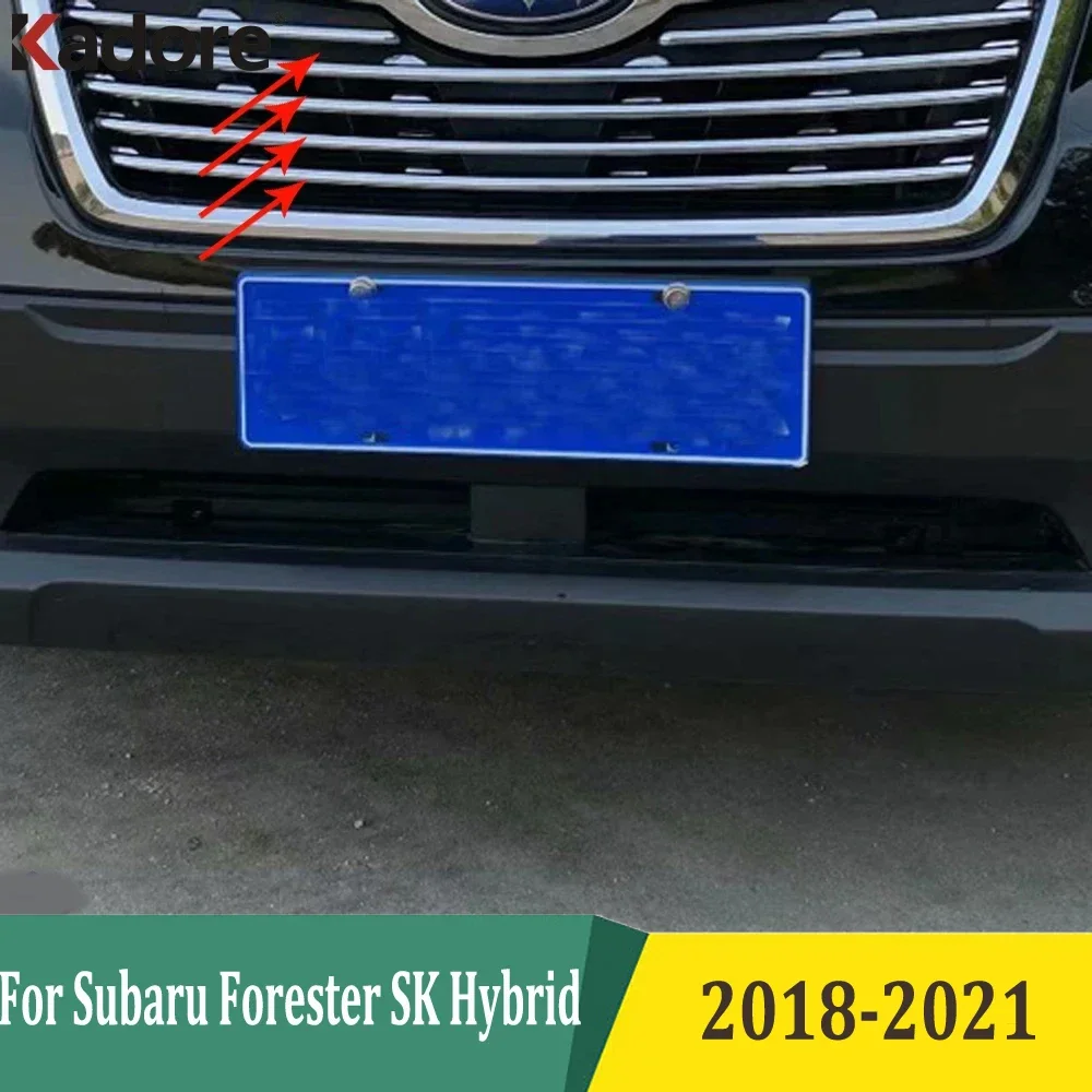 For Subaru Forester SK Hybrid 2018 2019 2020 2021 Chrome Front Grilles Grill Trim Covers Car Sticker Accessories